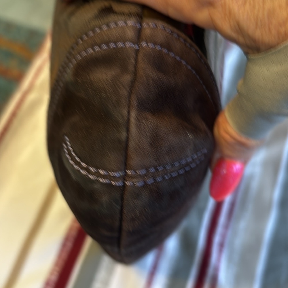 COACH Leather Suede Patchwork Brown Duffel Crossbody Bag - Picture 7 of 16